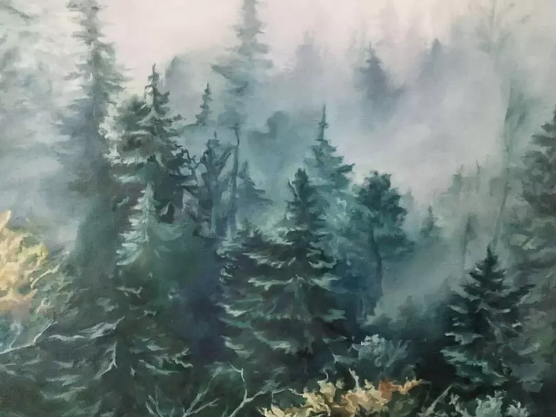 Туманное утро в лесу 